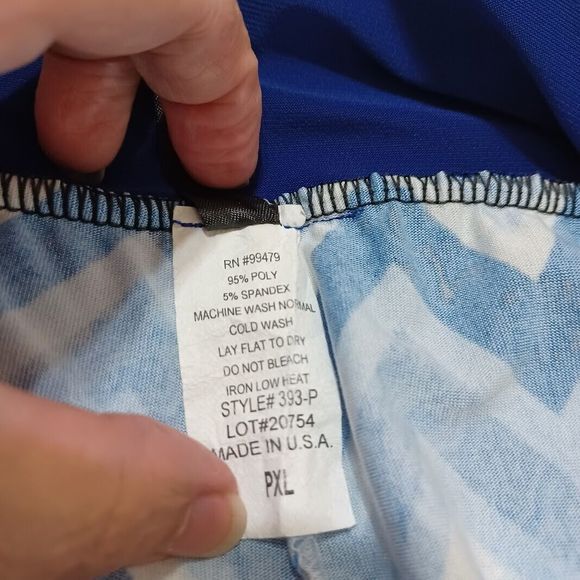 Ashley Blue Petite XL Pull-on Wide Leg Elastic Waist Pants Blue Chevron Print - Picture 5 of 6